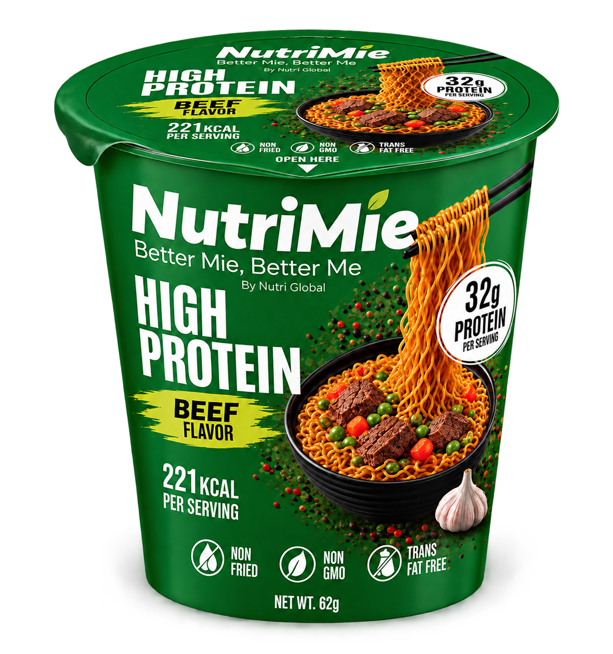 NutriMie high protein beef flavor noodle cup
